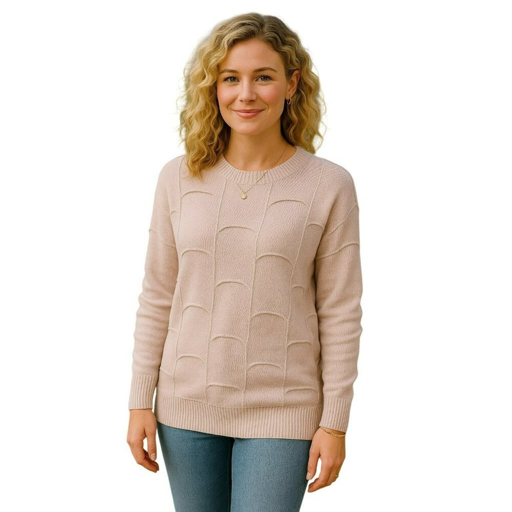 Halogen Womens Geometric Textured Sweater MERINO WOOL/CASHMERE  Size Small